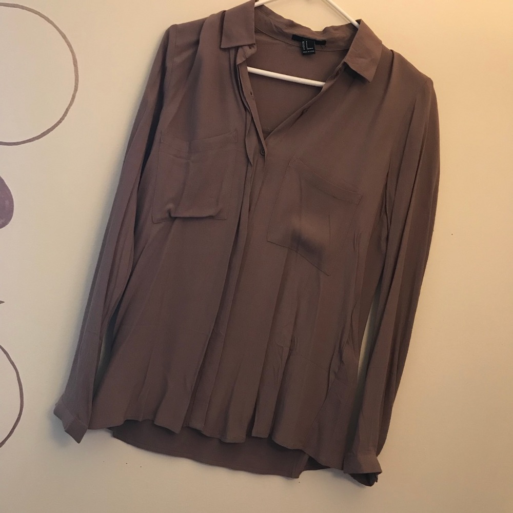 NWOT Tan Button Down